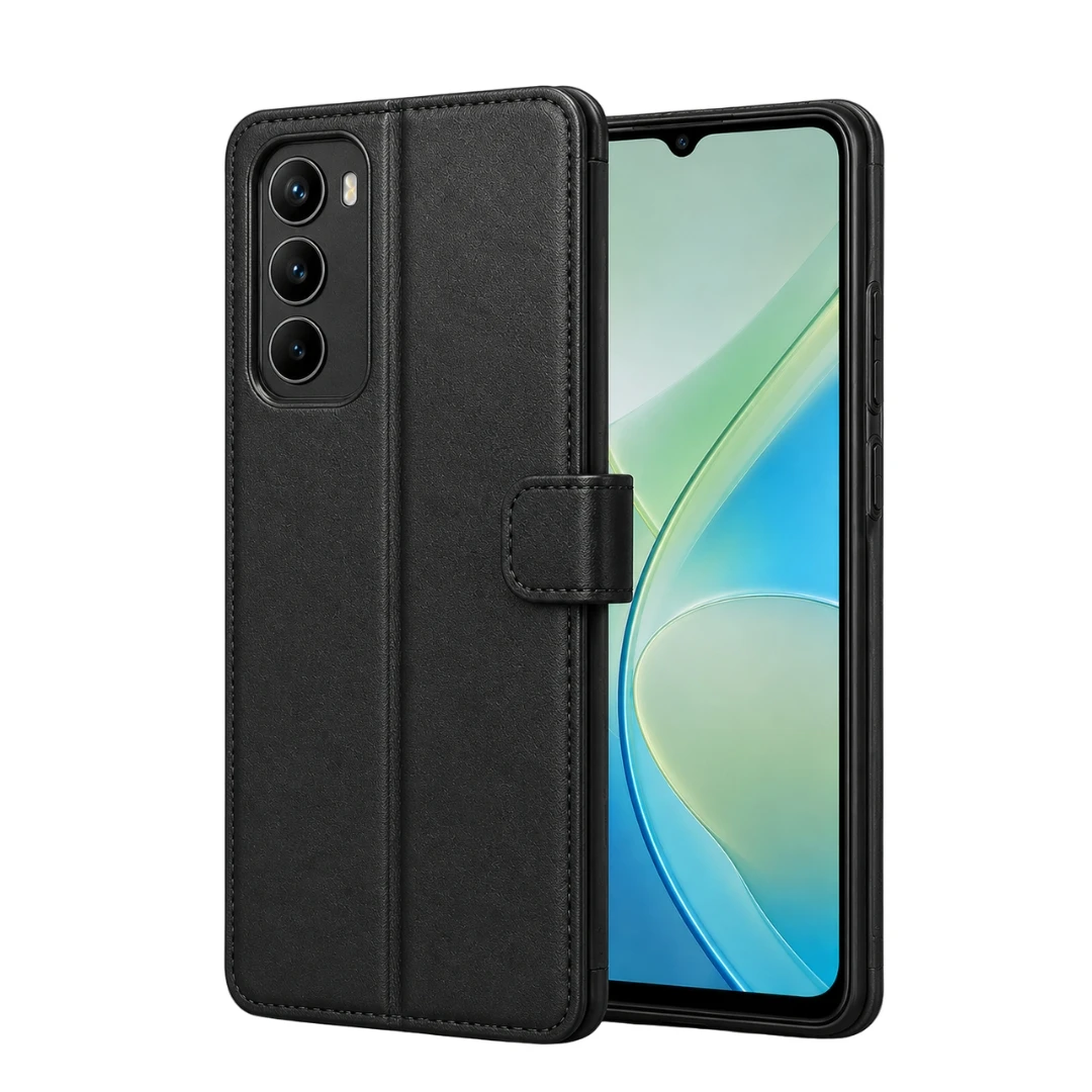 Vivo T3 5G Leather Wallet Flip Case - Black
